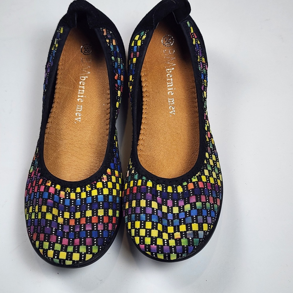 Bernie Mev Catwalk Woven Ballet Flats Womens US 8 EU 38 Rainbow Padded Travel - Picture 2 of 8